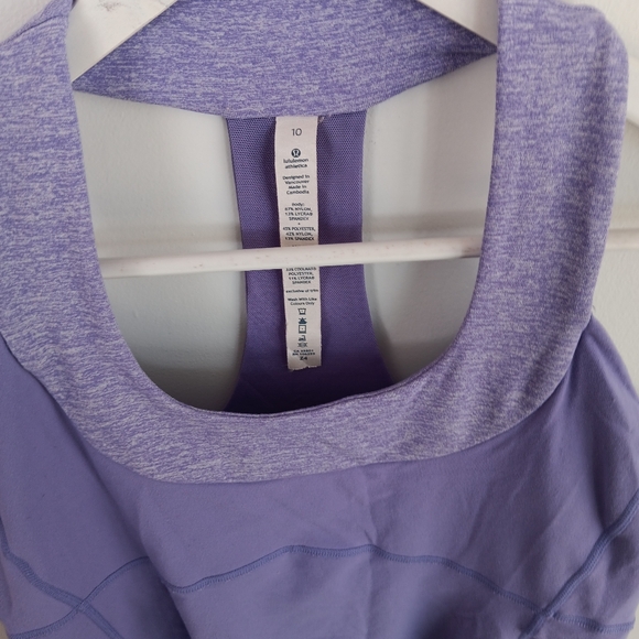 Lululemon Scoop Neck Tank Size 10 Lilac Heathered Coal Wee Stripe/Lilac - Picture 2 of 7